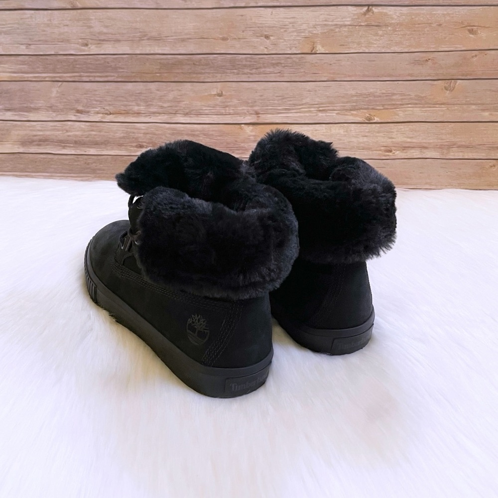 Timberland Skyla Bay Fleece Fold Down Black Sneaker Boots - Picture 6 of 8